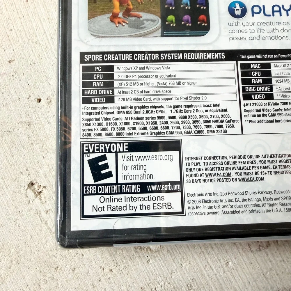 Spore Creature Creator PC Mac CD-ROM 2008 Maxis EA Simulation Game Starter Kit